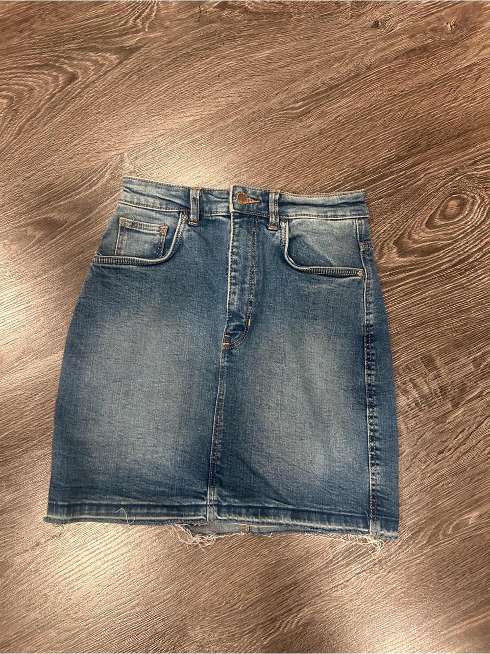 Zara Blue Washed Denim Mini Skirt